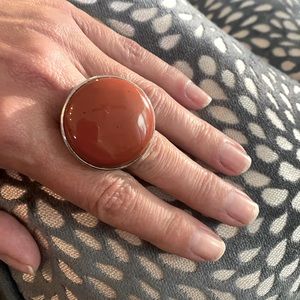 Large stone ring sleeping silver
